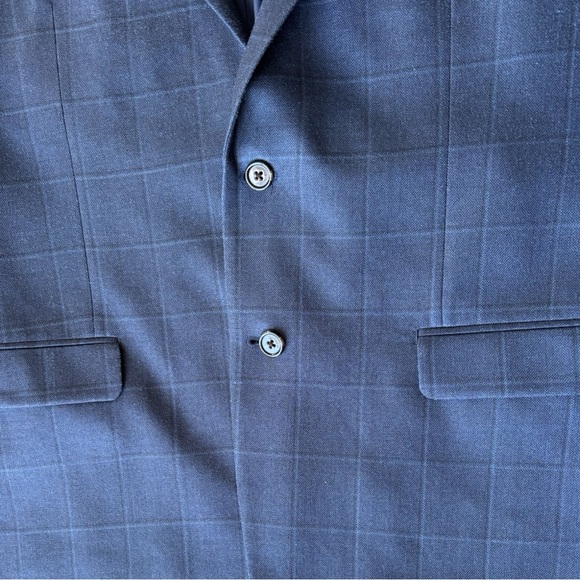 Lauren Ralph Lauren blue window pain check plaid silk/wool blend blazer | 44L - Picture 4 of 13